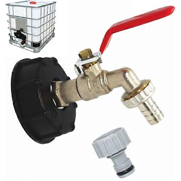 Tank valve 1000l S60x6 IBC valve fitting with 1/2" hose fitting, drain tank adapter, for garden tap, for tank adapter (1 pc)
