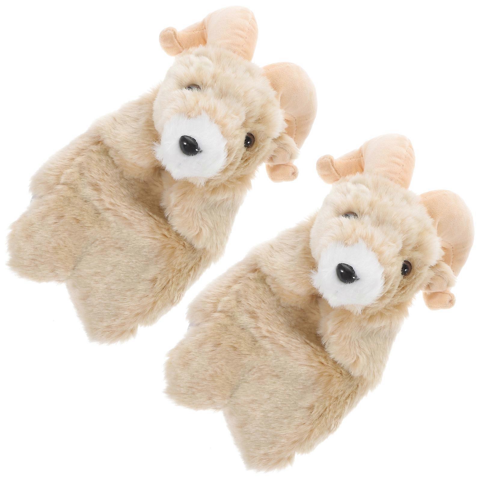 Farm Animal Puppet 2Pcs Cartoon Style Toy For Kids Featuring Touch Sensitivity Development And Light Brown Color Suitable For Ages 2-6