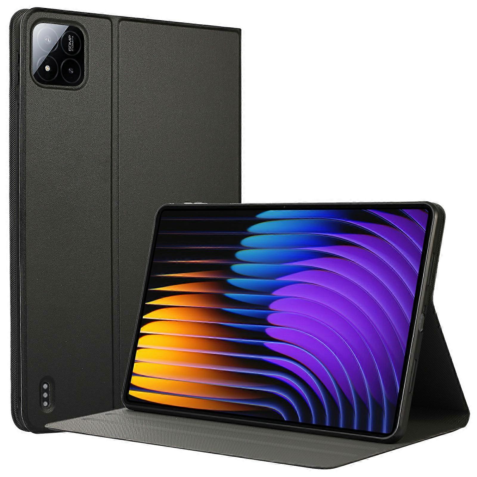 ل Xiaomi Pad 7 Pro Pad 7 حالة PU جلد قابل للطي حامل حامل واقي للكمبيوتر اللوحي أسود
