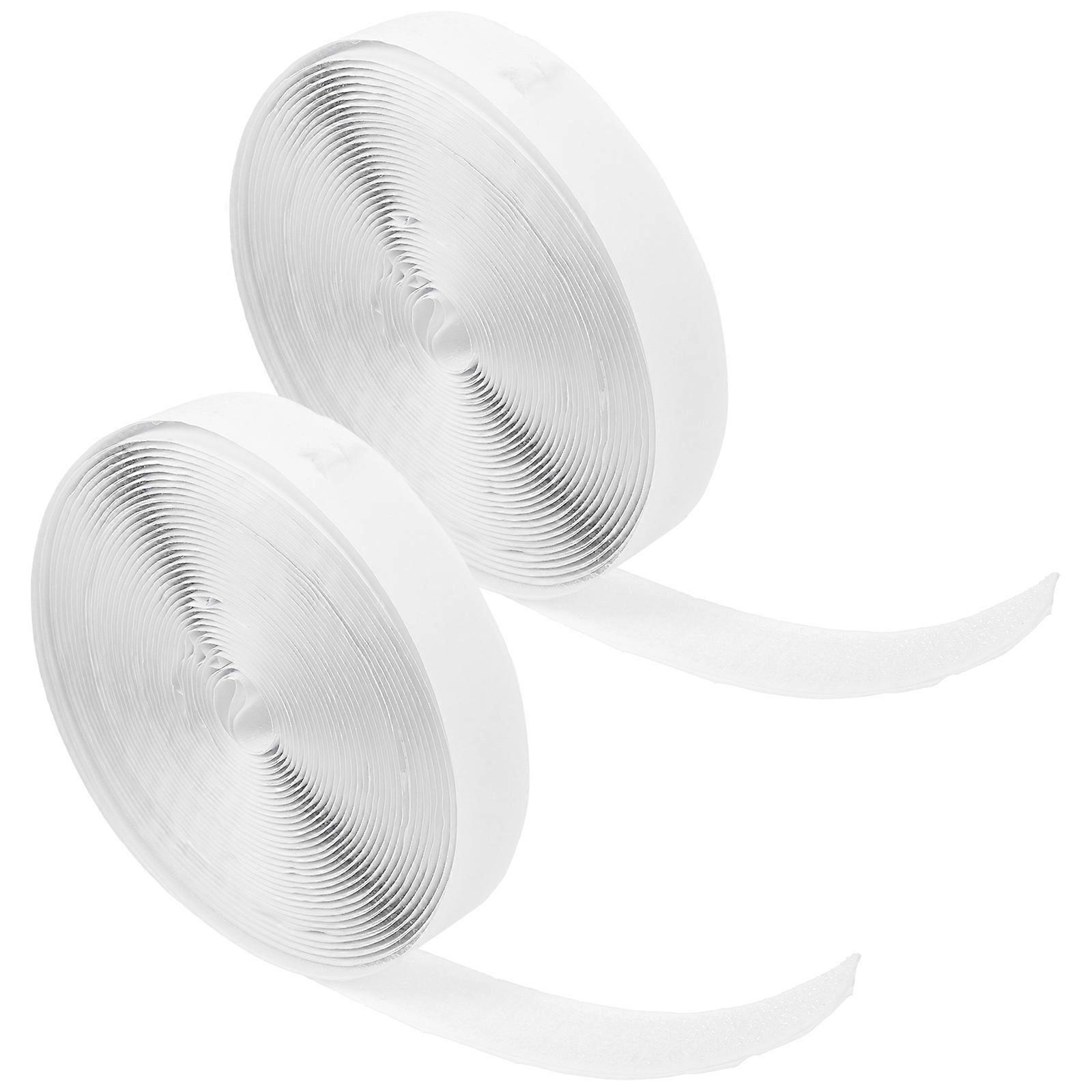 Self Adhesive Double Sided Tape 2 Rolls Hook And Loop Fastener For Installing Insect Nets Home Office 800X2cm White Nylon