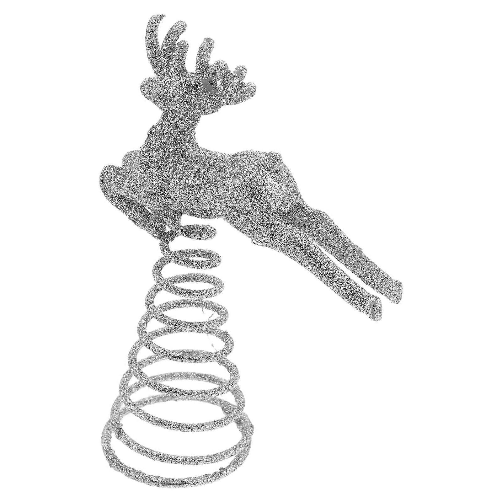 Silver Iron Deer Tree Topper for Christmas Tree Decoration Lovely and 1 Pc
