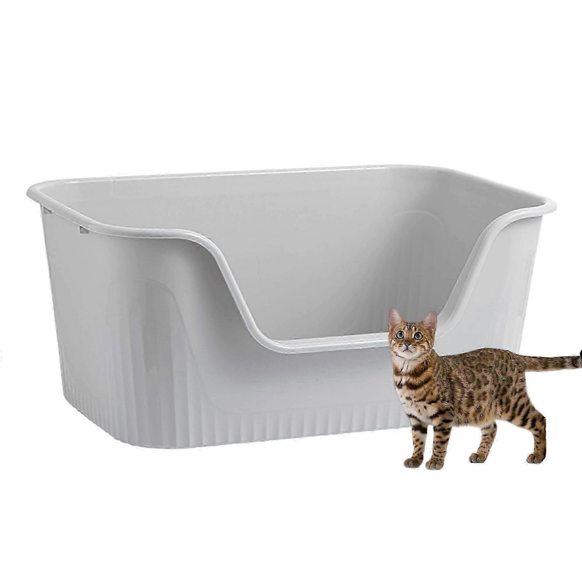 Extra Large High-Sided Cat Litter Tray - Spacious Open Design for Easy Access & Mess Control - Ideal for Large Cats