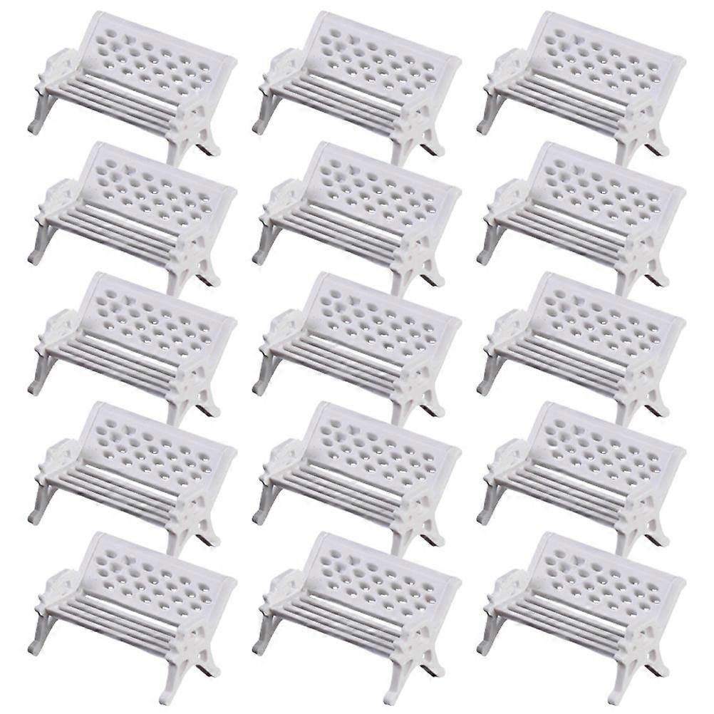 Miniature Park Bench Models for Decoration 20Pcs ABS White Small Furniture for Mini House Landscape