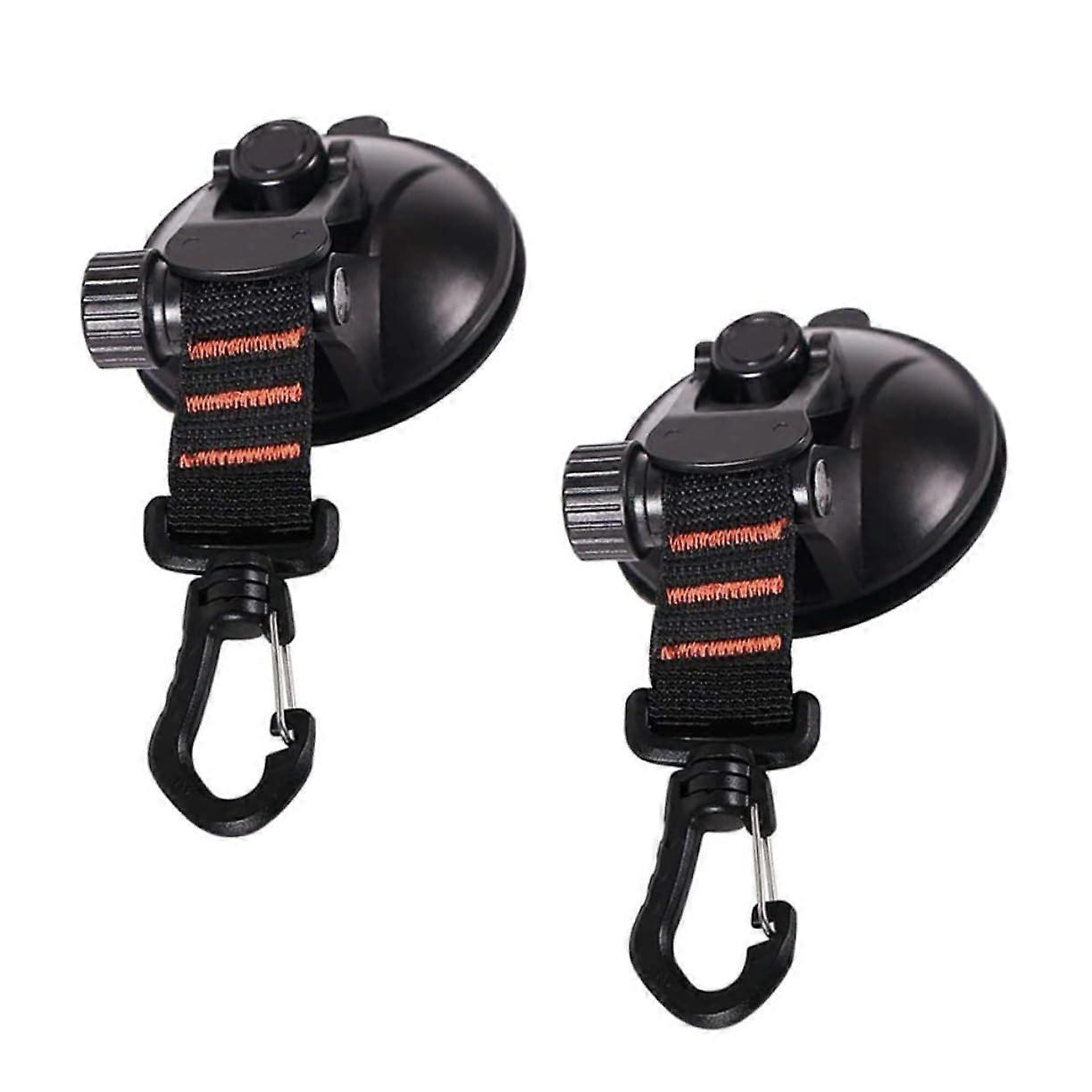2 Pack Tent Suction Cup Hooks Black Suction Cups for Camping Car RV Tent Securing Outdoor Activities Versatile Use