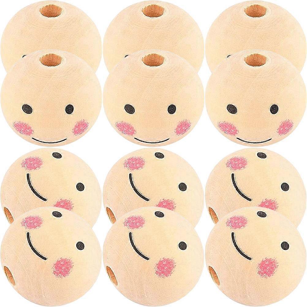 50 قطعة ابتسامة الخرز الخشبي لصنع المجوهرات ، والحرف اليدوية ، والأساور ، والقلائد ، والمشاريع الفنية