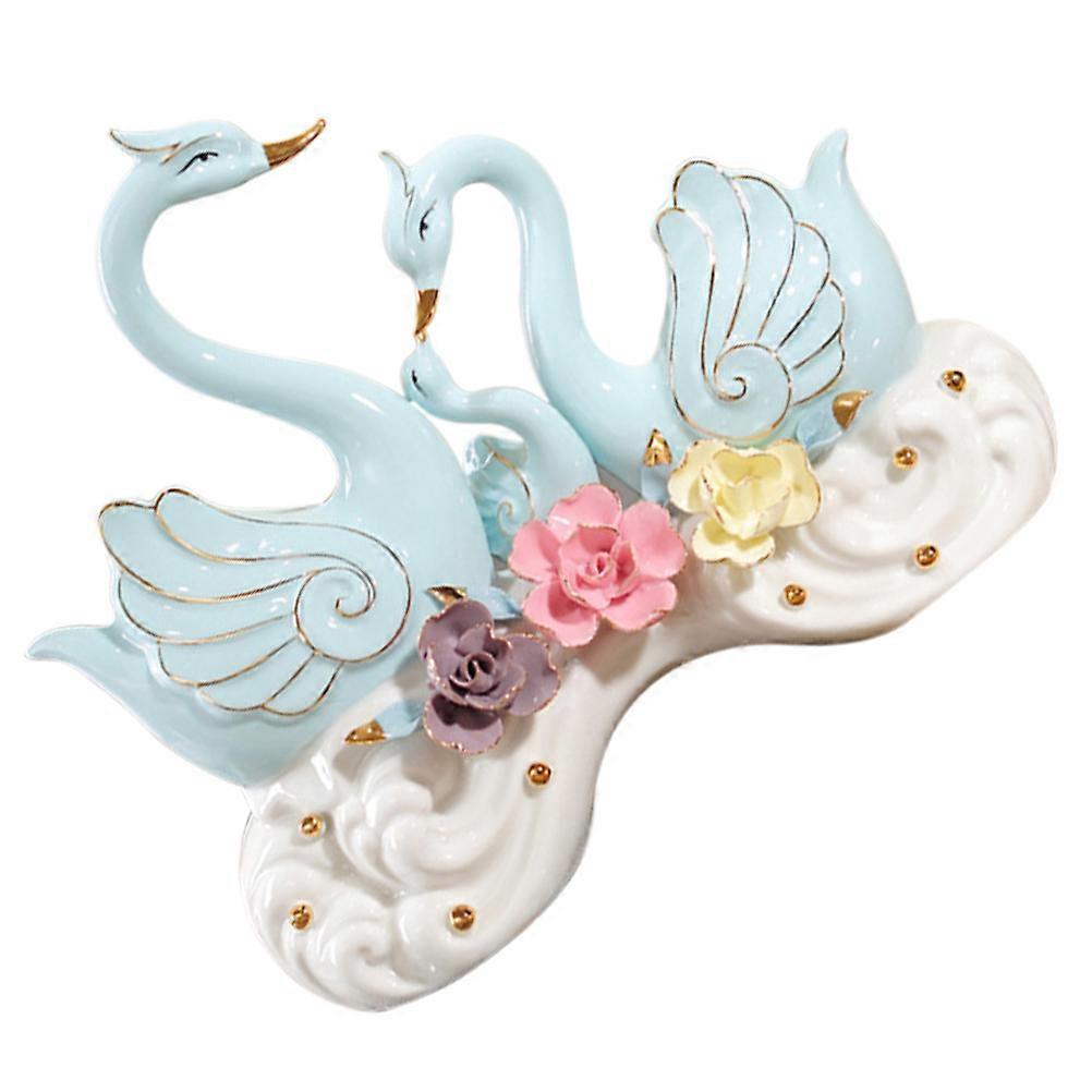1pc Ceramic Cloud Swan Statue Decor for TV Cabinet and Home Accent