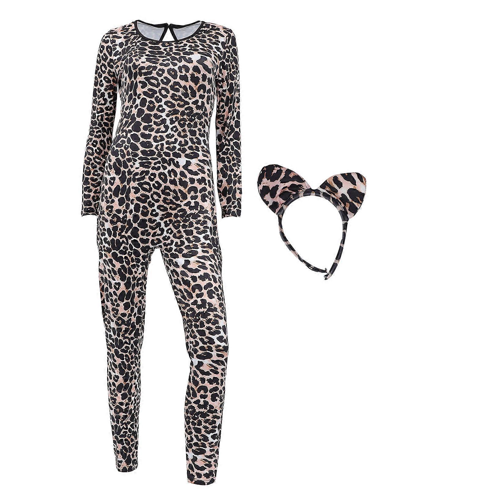 المرأة قطعة واحدة ليوبارد تأثيري الملابس حزب ارتداء Bodycon تصميم هالوين الأداء 1 حزمة