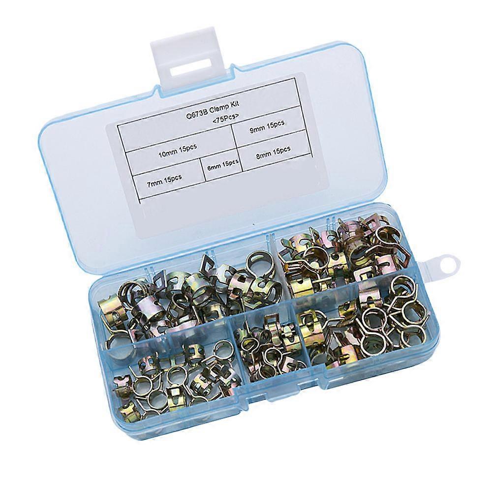Pipe Clamp Fasteners 75Pcs Designed For Fuel Line Compact Spring Clips Perfect For Industrial Use