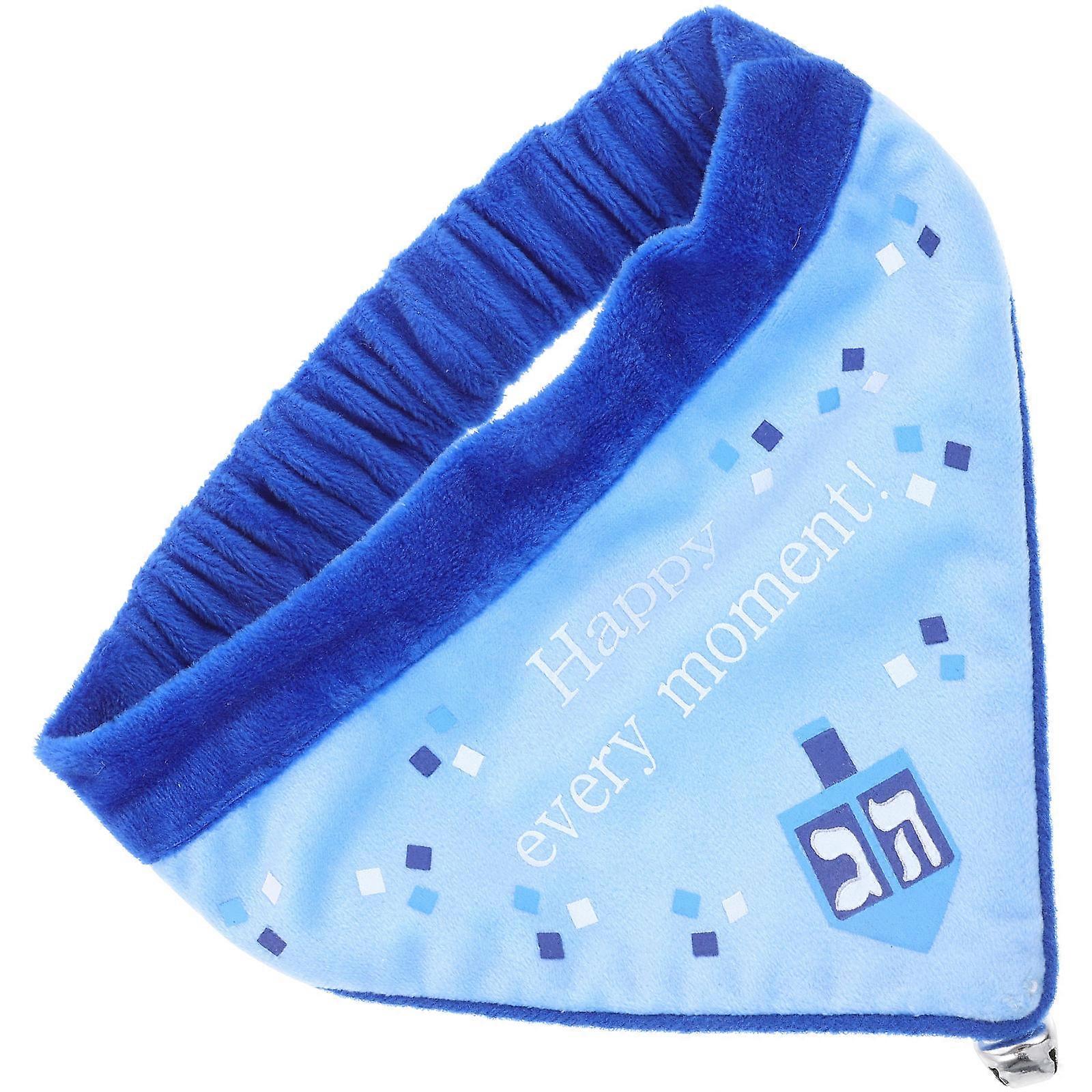 Happy Hanukkah Pet Bandana Decorative Cloth Dog Scarf with Bell for Festive Season Use Multi