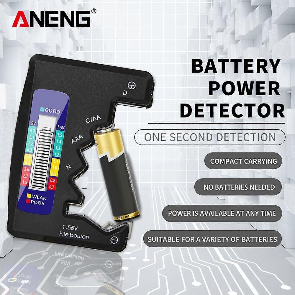 ANENG Battery Tester with LCD Power Indicator Display C/D/N/AA/AAA/9V/1.5V Battery Check Button Battery Power Detector