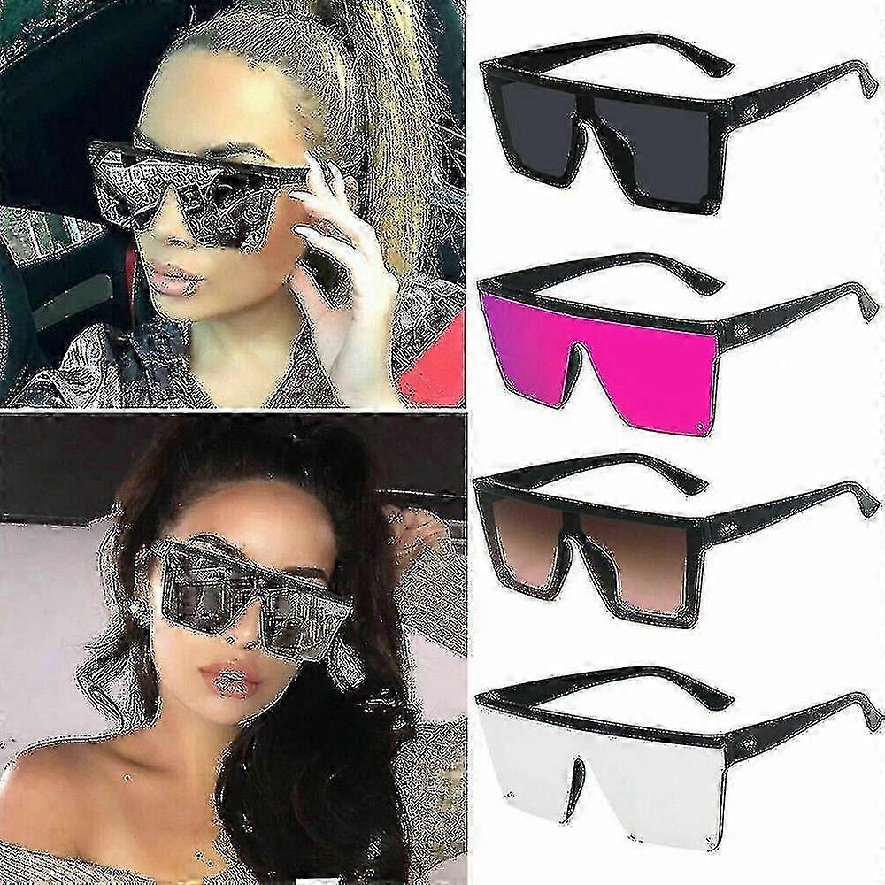 T-Oversized Square Sonnenbrille Damenmode Flat Top Einteiliger Sonnenschutz UV400
