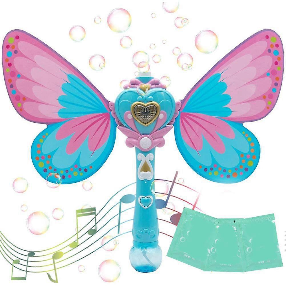 Bubble Machine Automatic Bubble Wand Portable Durable with Musical Light Fairy Stick Bubble Machine for Kids
