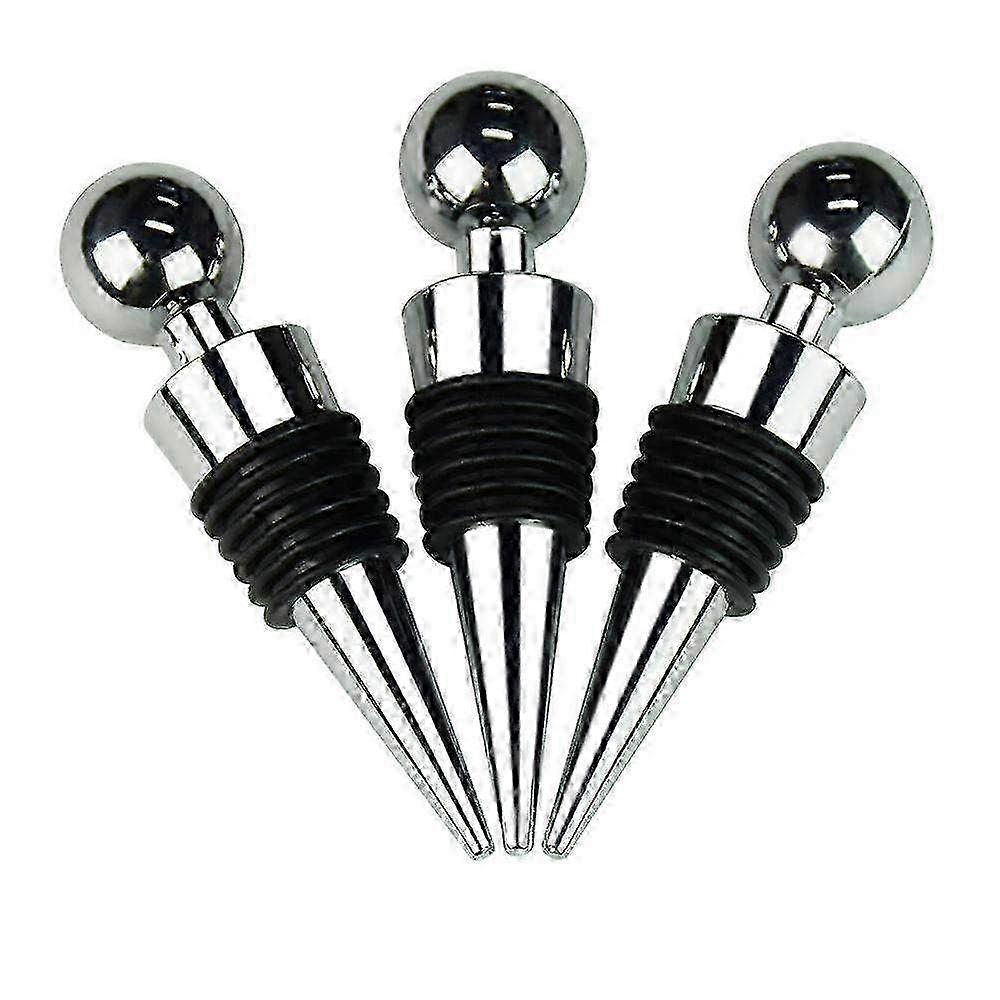3-Piece Zinc Alloy Wine Stoppers Set for Bottles - Reusable Sealers for Champagne, Soda & Beer Preservation