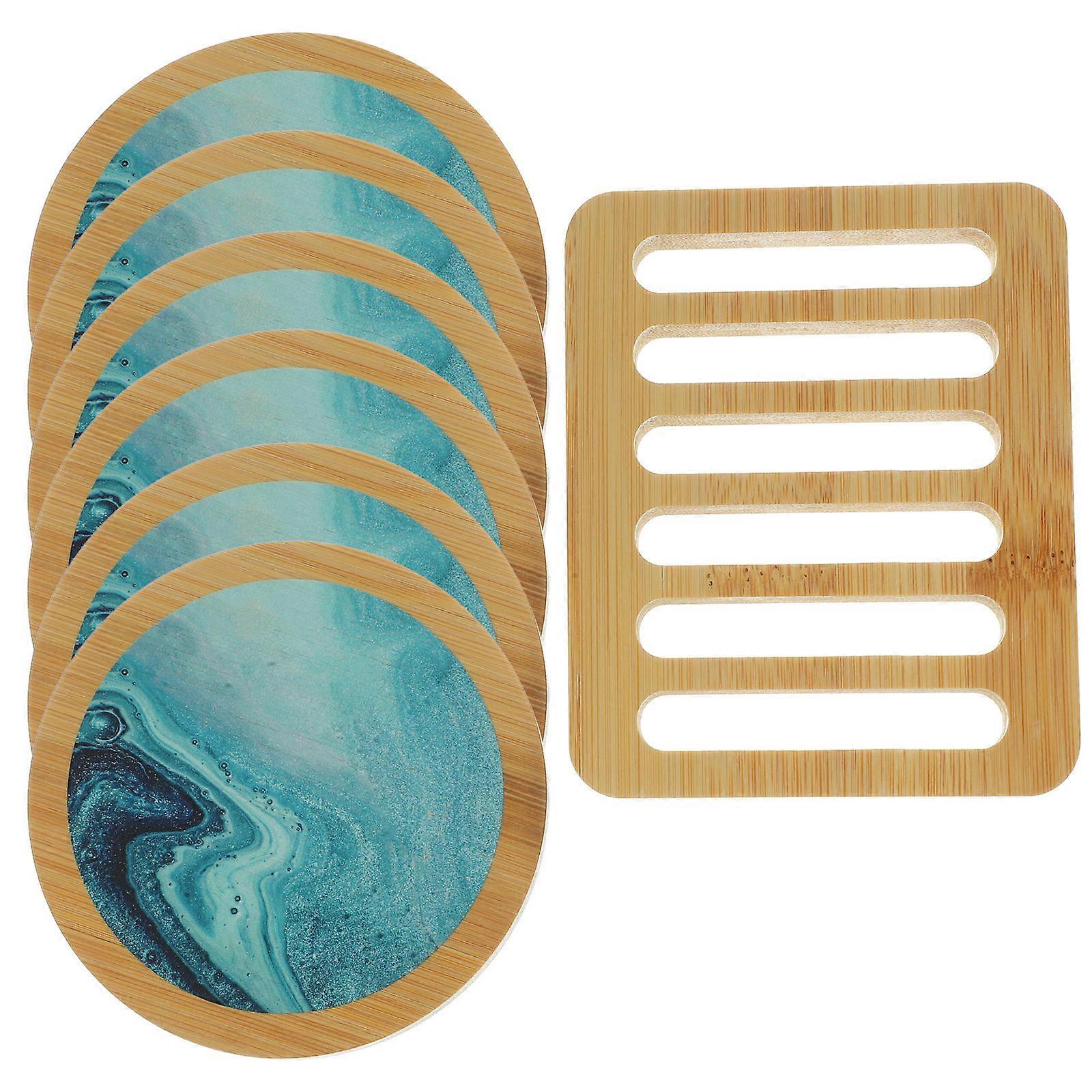 Tabletop Cup Coasters Multi Color Wood Material European and American Style Daily Life Use