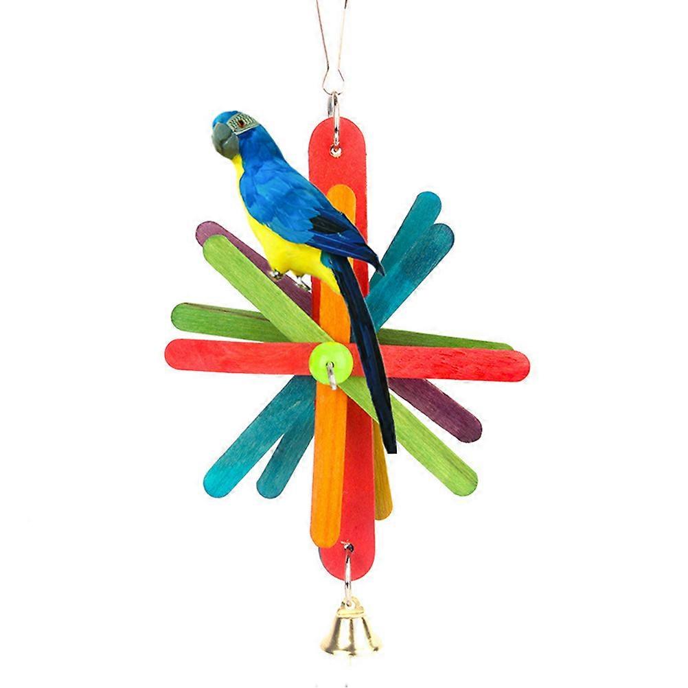 Colorful Block Hanging Toy for Parrots Made of Safe Synthetic Material Assorted Color Promotes Fun and Exercise 2pcs