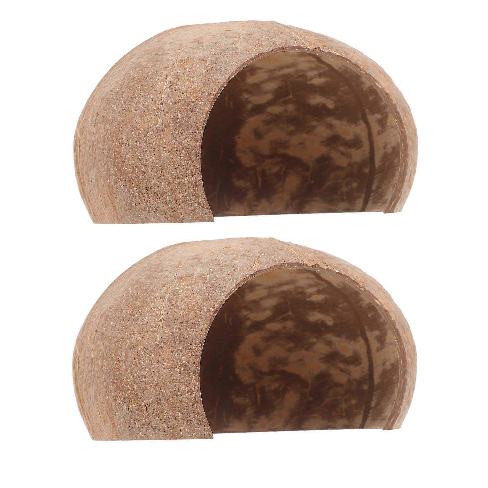 Fish Aquarium Coconut Shell Shelter Provides 2Pcs Habitat Simulation Hideout
