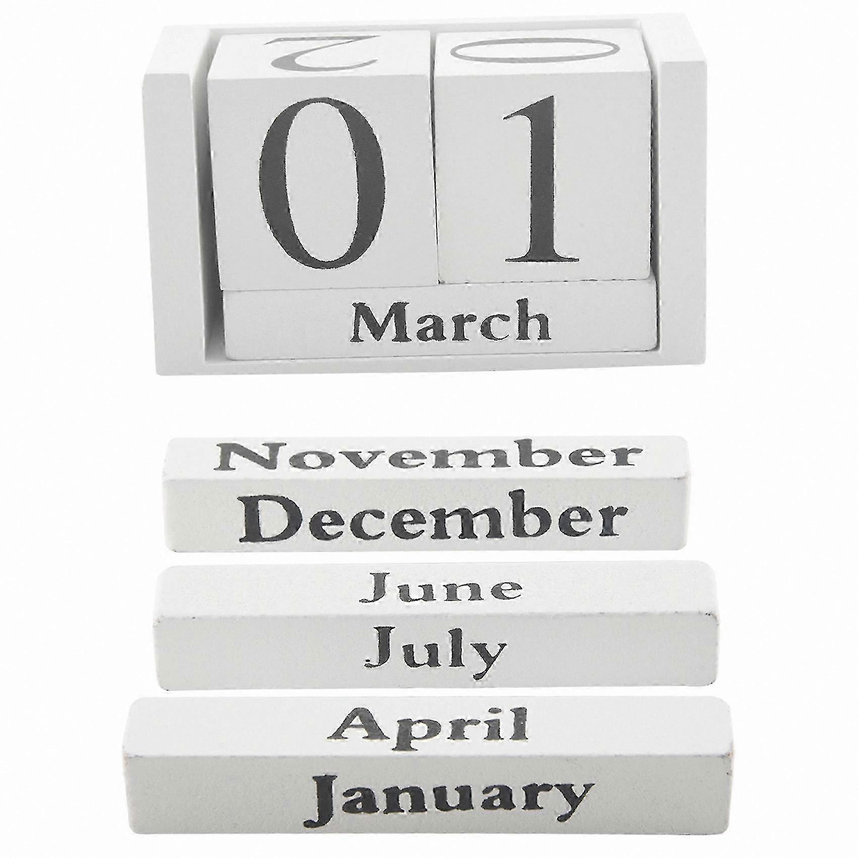 Rustic Wooden Desktop Calendar with Vintage Blocks for Home Office Decoration