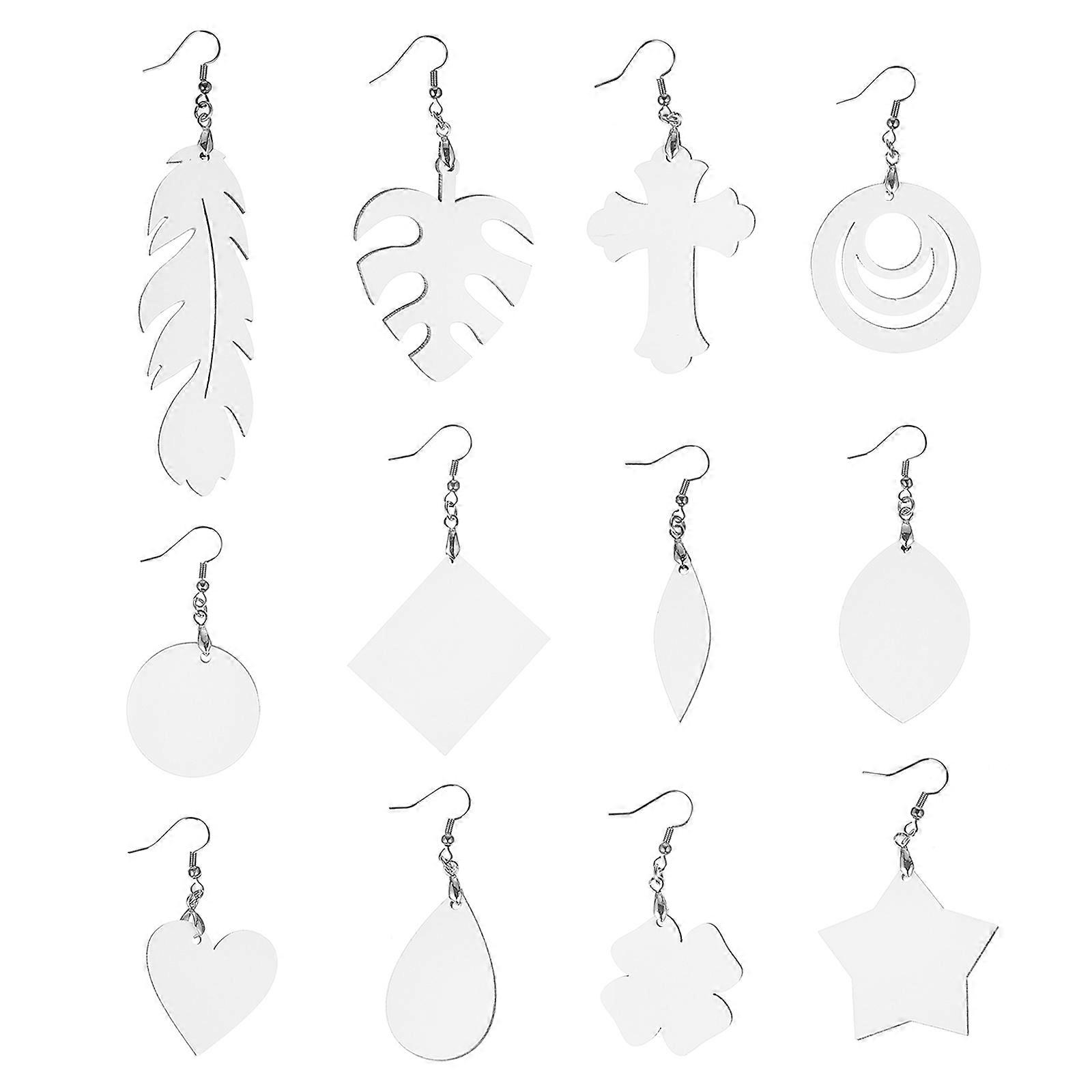 White MDF Bay Leaves Jewelry Making Supplies with 16 Pairs Earring Blanks for DIY Craft and