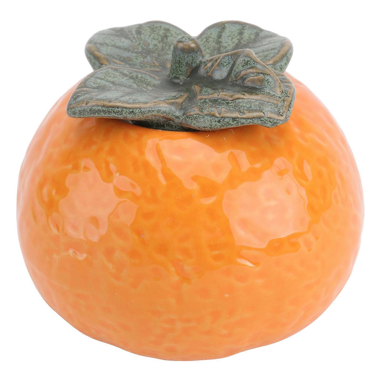 Ceramic Tea Storage Jar Orange-Shape Tea Canister Suitable For Home Adornment 8X8X7Cm Design 1Set