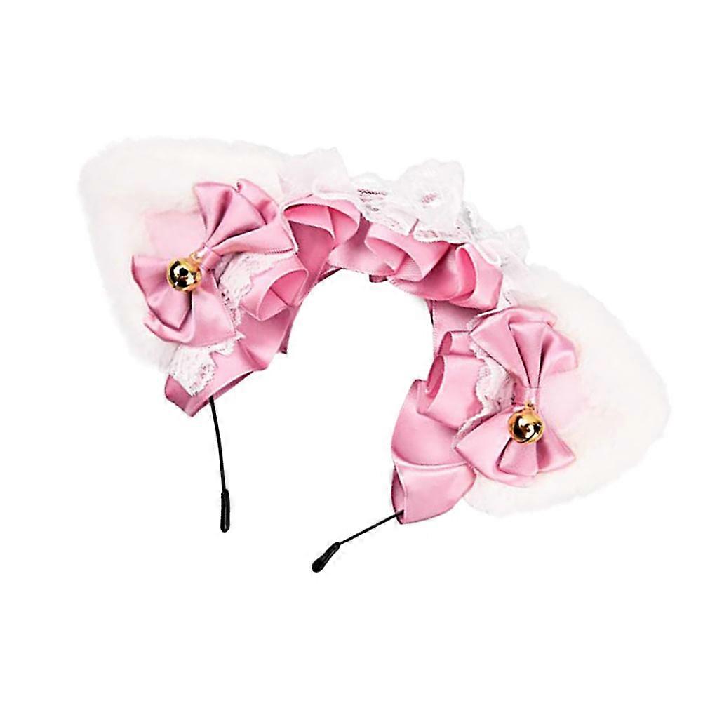 Fluffy Cat Hairband With Circular Band Design Great For Parties And Family Gatherings Featuring Soft Plush And Cotton Lace Materials 1Pc