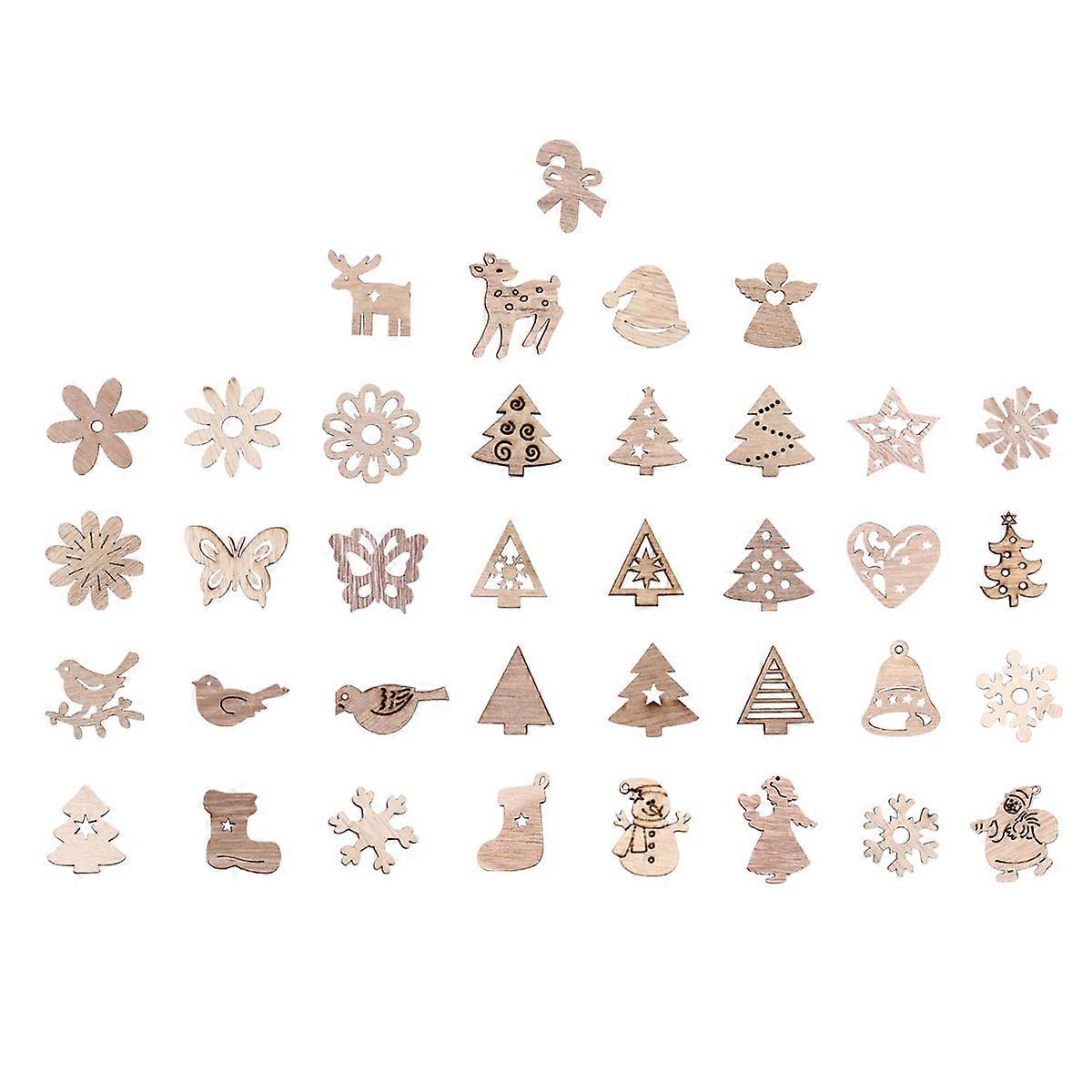 400Pcsクリスマスの装飾とパーティーのための様々な形の未完成の木製工芸の装飾