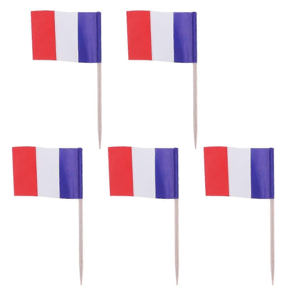 100Pack Flag Toothpicks France Shape Ideal For Cakes Cupcakes Fruits Decoration Size 3.5*2.5*6.5cm