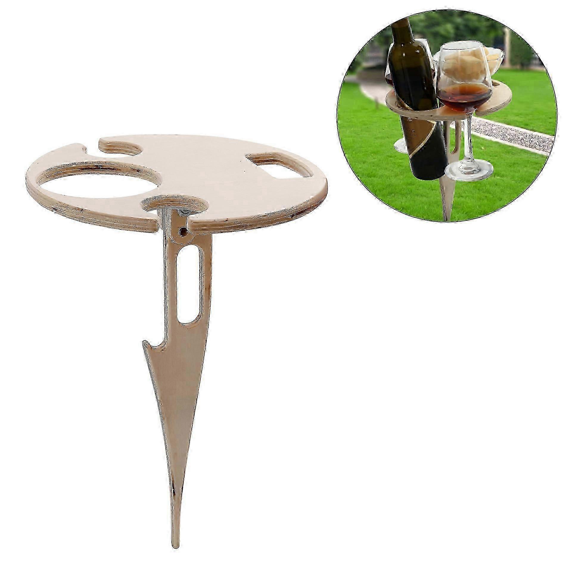 Wooden Wine Table for Beach, Beach Wine Table, Portable Outdoor Wine Table with Foldable, Mini Folding Table, Wine Gift Idea, Portable Wine Table for