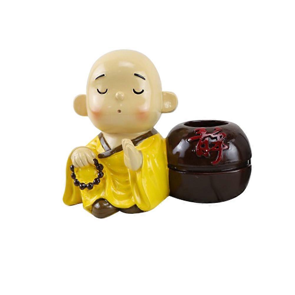 Multi Resin Monk Craft Desk Organizer with Pen Holder for Home Use 3.94x2.76x5.51 Inches