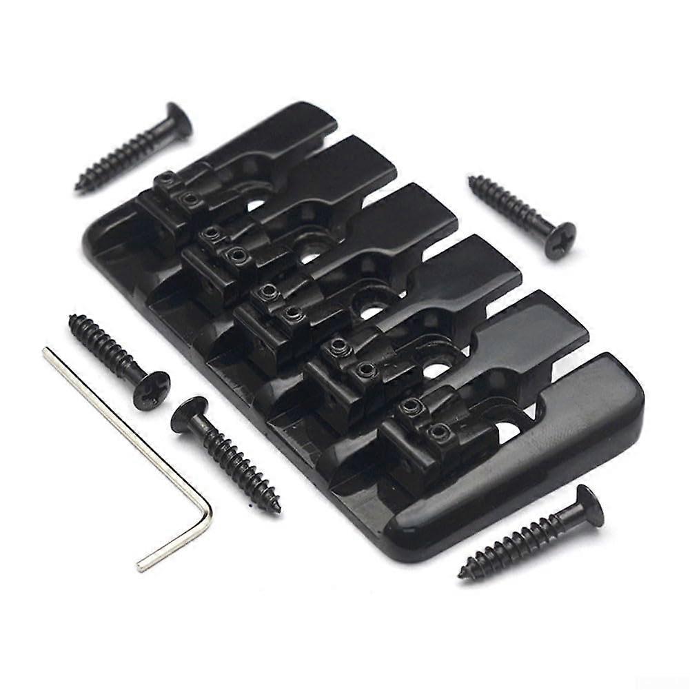 Electric Bass Bridge With Adjustable Saddles And Mounting Screws, Black
