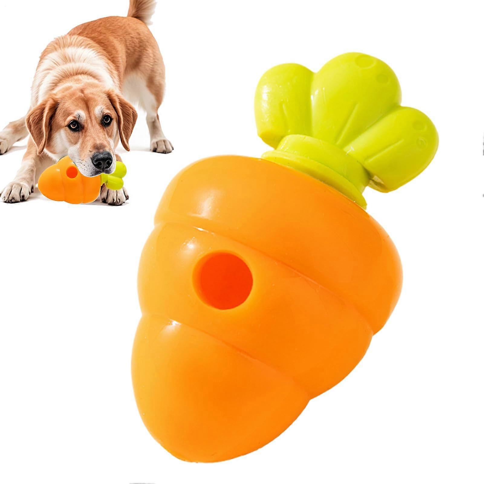 Dog Teething Toy - Carrot Shape Interactive Food Puzzle Slow Feeder for Small Dogs, Chewing Exercise, Indoor Playtime