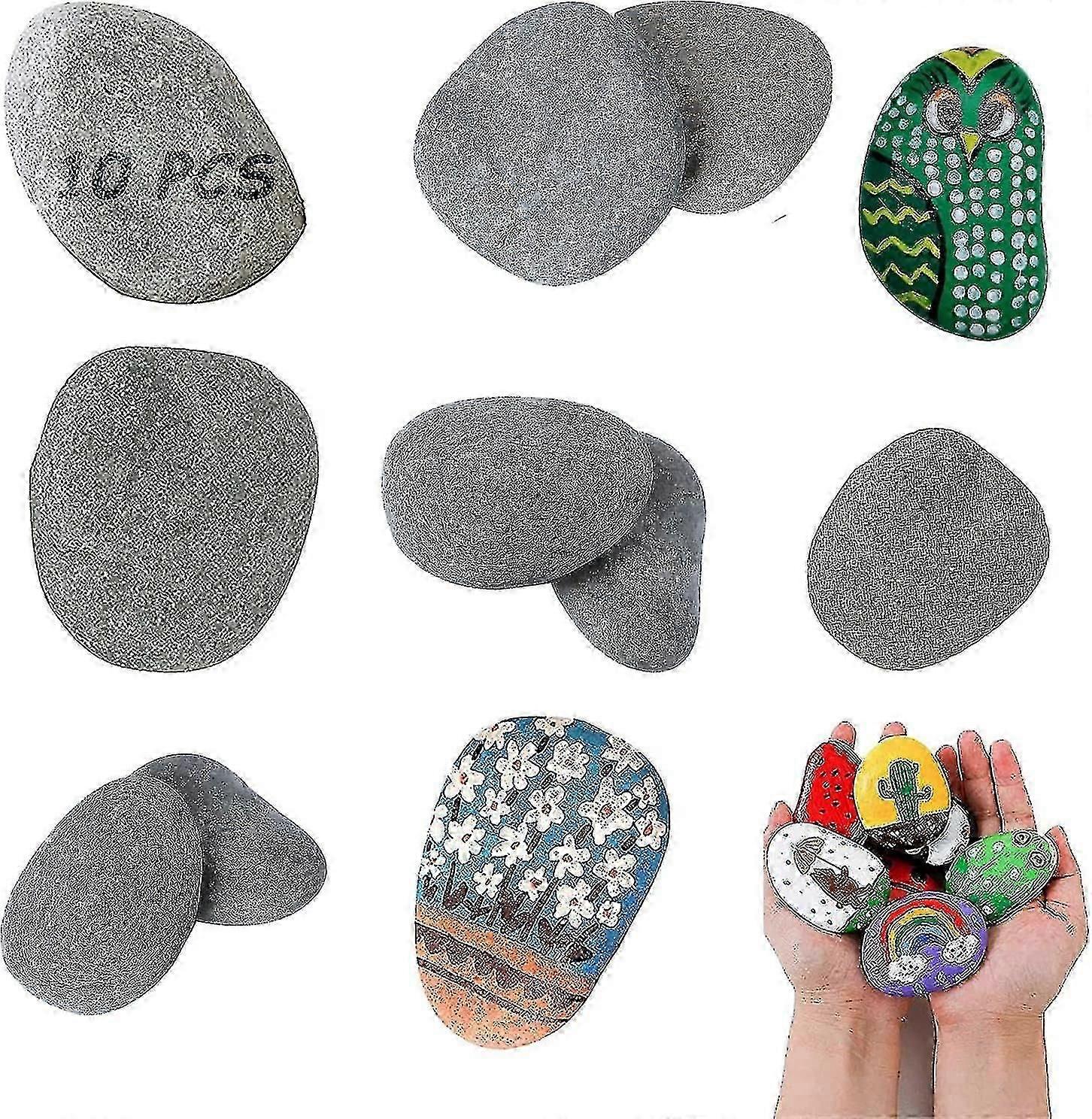 10 عبوات من الأحجار الكبيرة المسطحة للرسم - زخرفة حوض السمك ، وحصى الشاطئ المزخرف ، والحرف اليدوية ، وحديقة Dcor