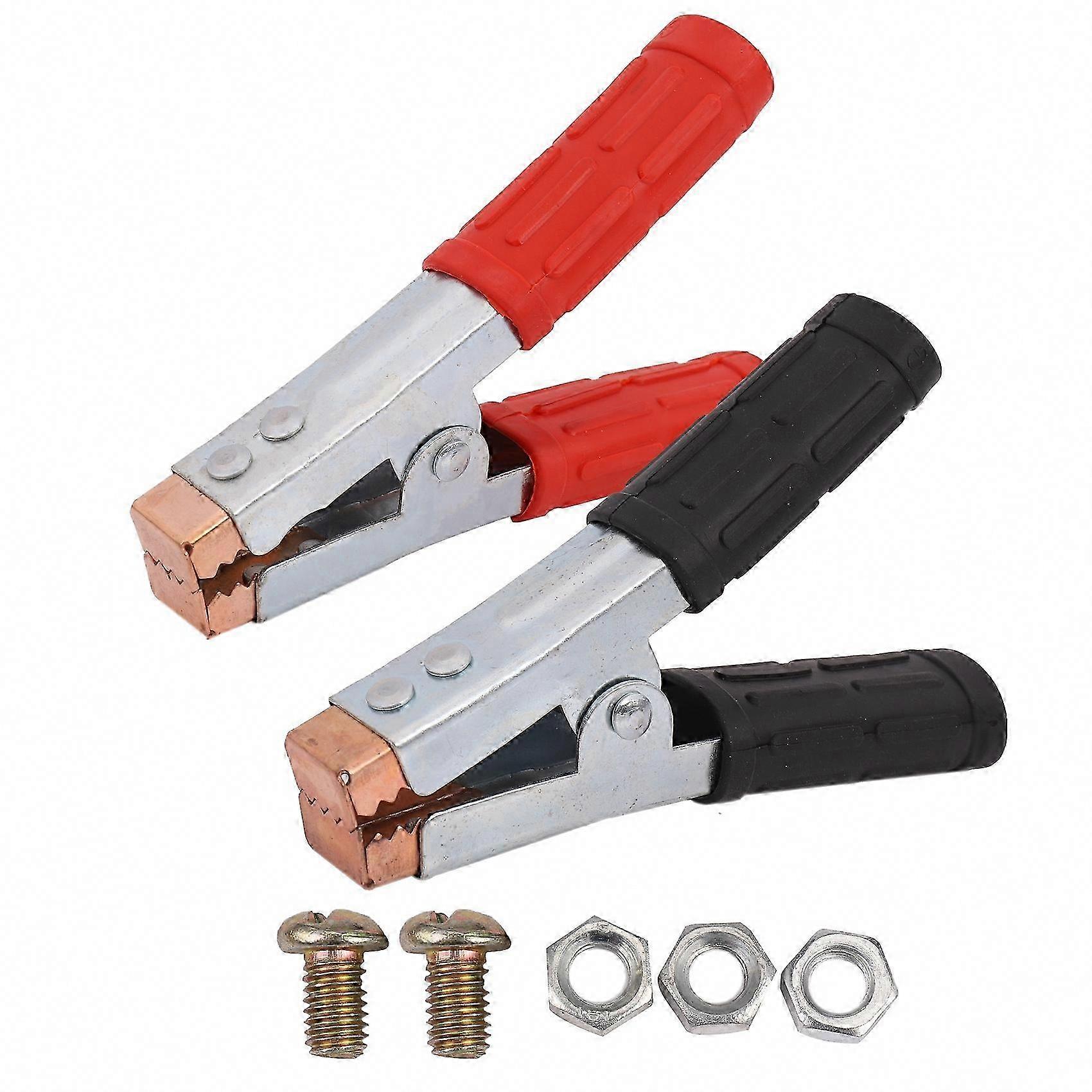2x Heavy Duty Copper Alligator Clips for Battery Testing - Crocodile Clamps