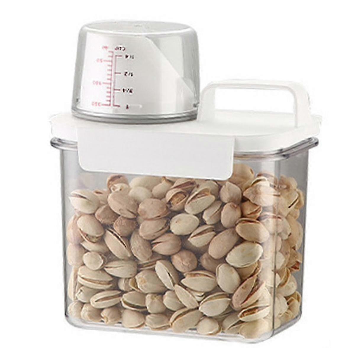 Klar förseglad spannmålsförvaringsbehållare för ris, pasta och torrfoder för kök - 1100 ml lufttät köksorganisatör