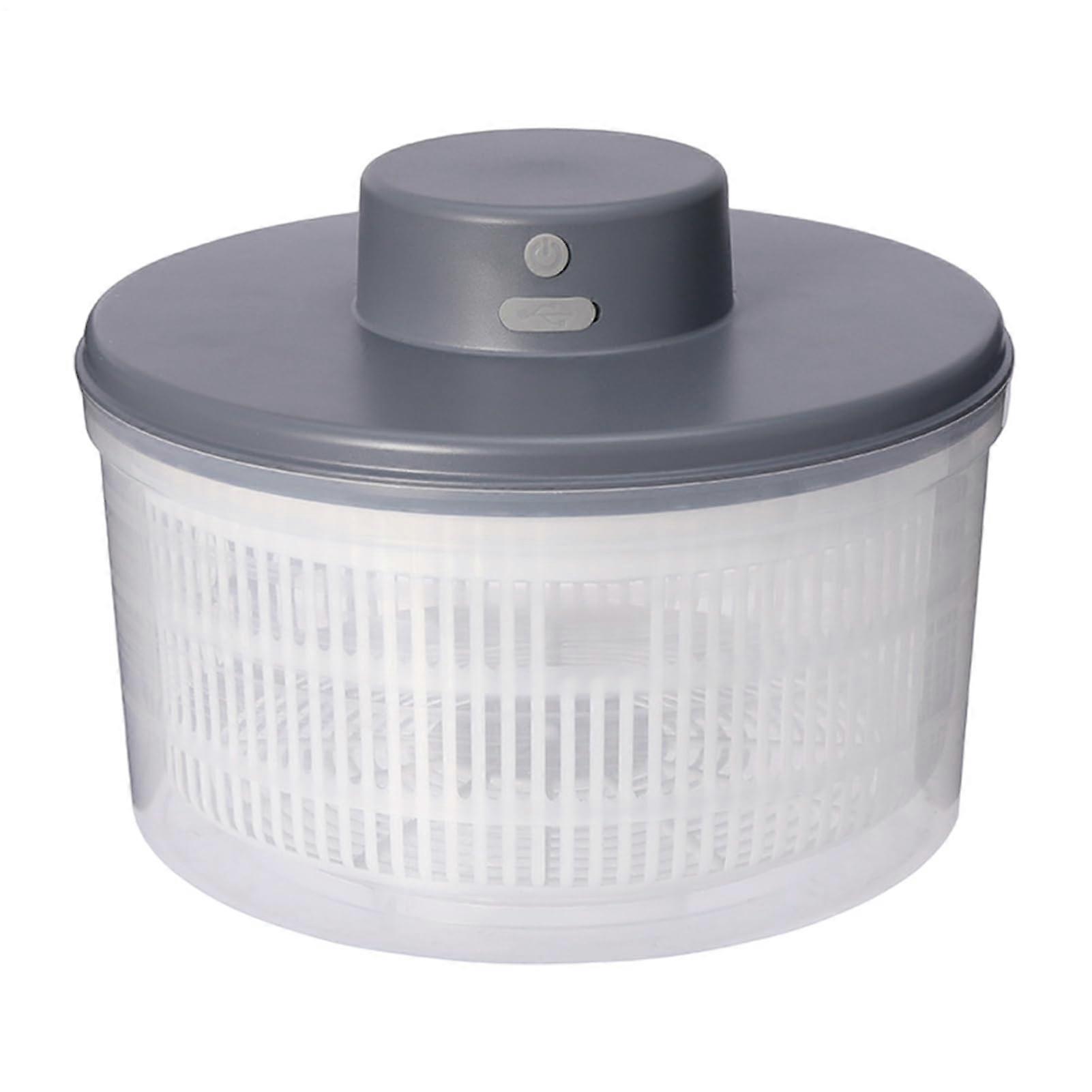 Salad Spinner Dehydrator 3L Capacity Salad Washer USB Charging Fruit Dehydrator Gray