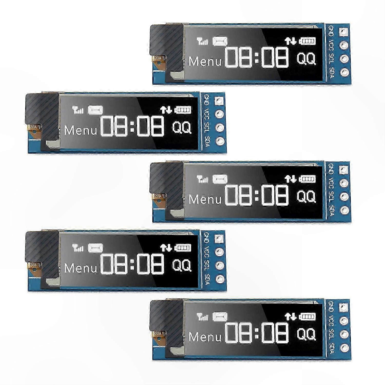 5pcs 0.91" I2C OLED Display Module DC 3.3V-5V Driver Screen for Projects