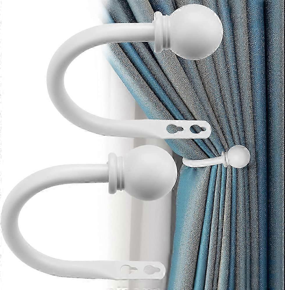 1 Pair Metal Curtain Tiebacks, Curtain Tiebacks Screw Hooks, White 11mm