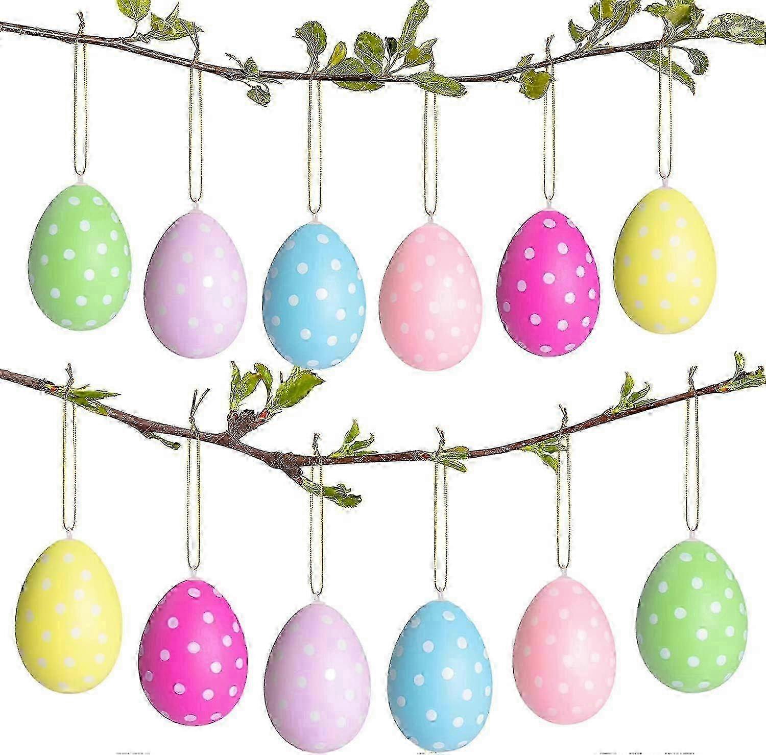 12 PCS Easter Tree Decorations For Tree Realistic Easter Eggs Plastic Easter Egg Decorations Walkbee 4928 B