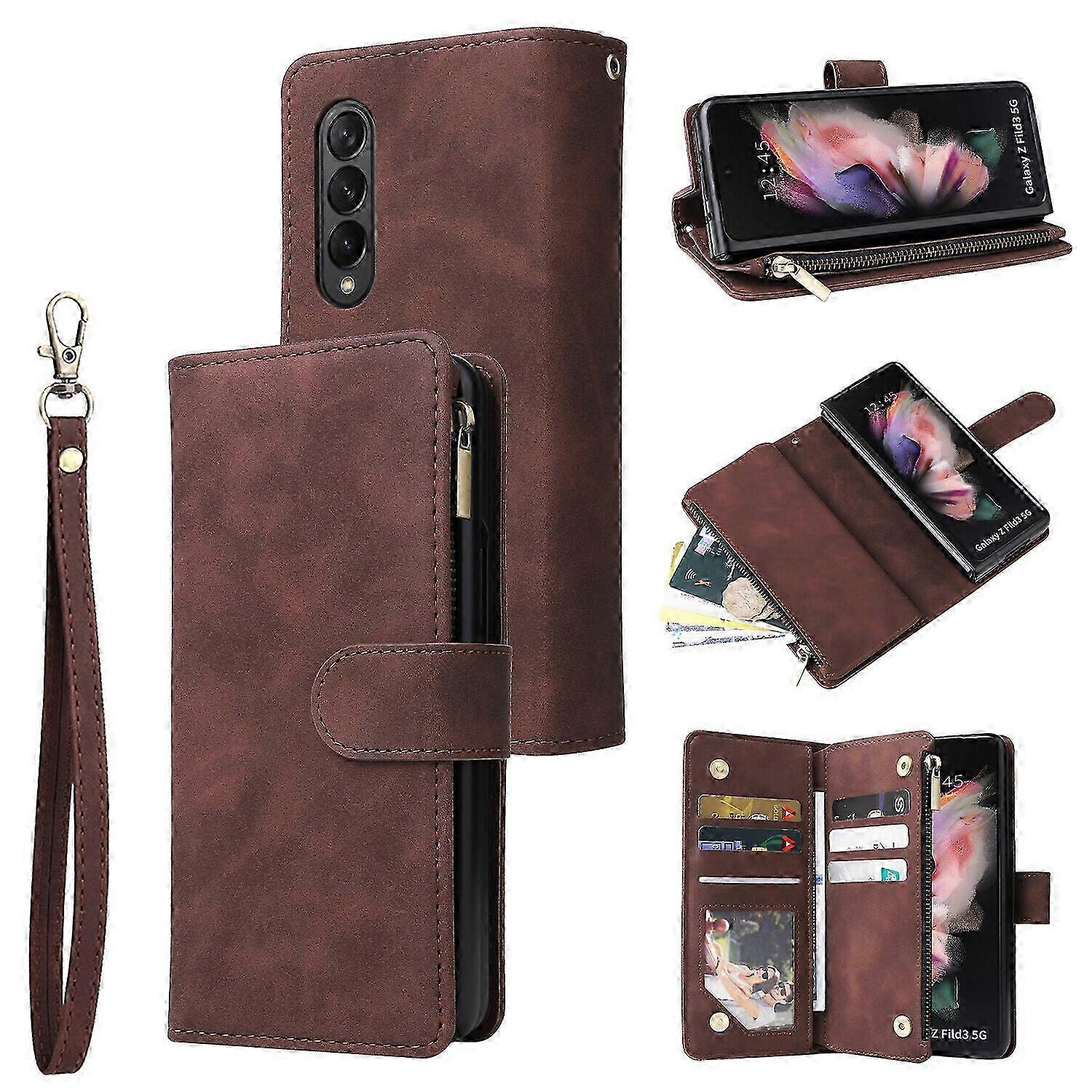 Case for Samsung Galaxy Z FOLD 3 5G Leather Magnetic Handbag Zipper...
