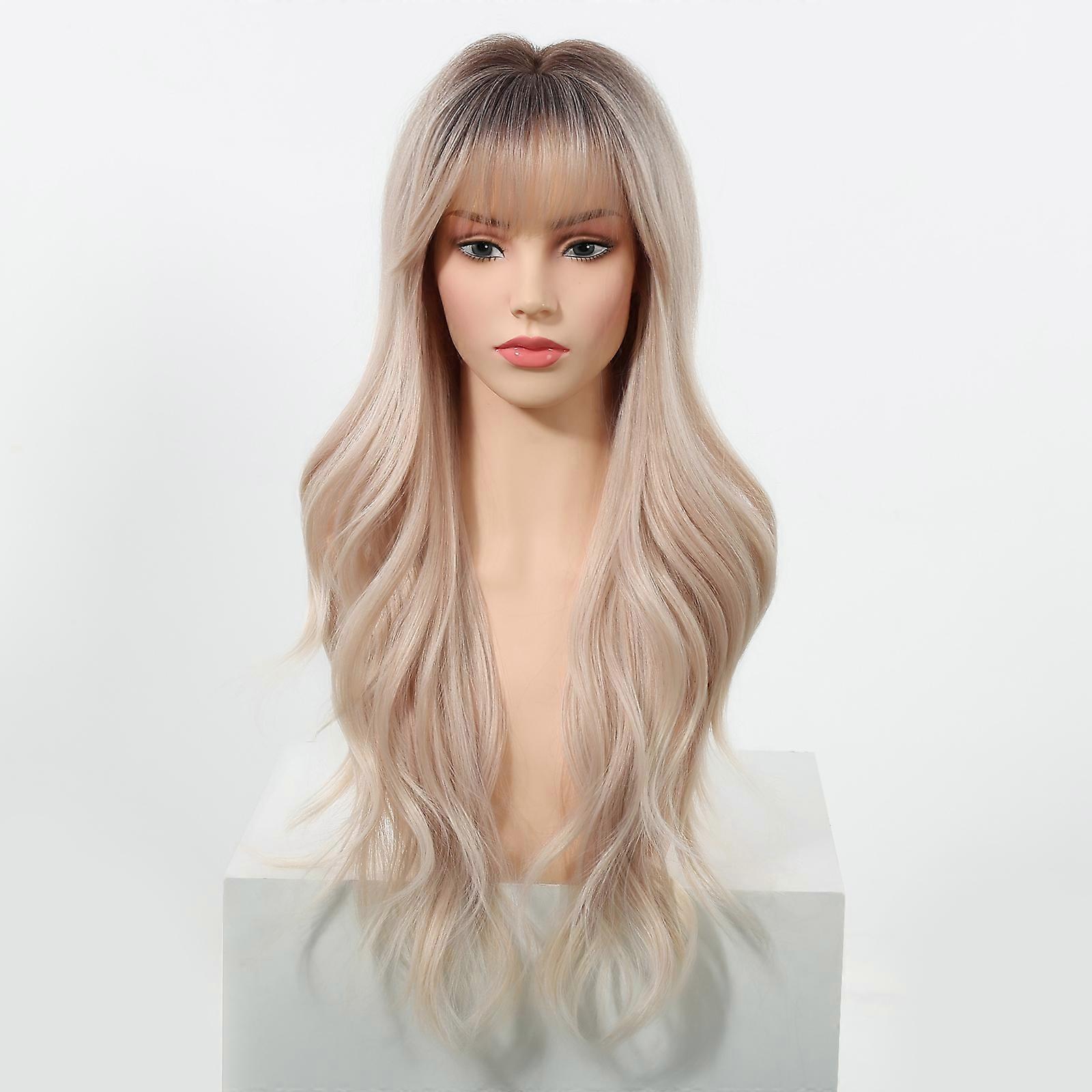 Champagne Blonde Synthetic Wig - Heat Resistant Hair for Daily and Party Use