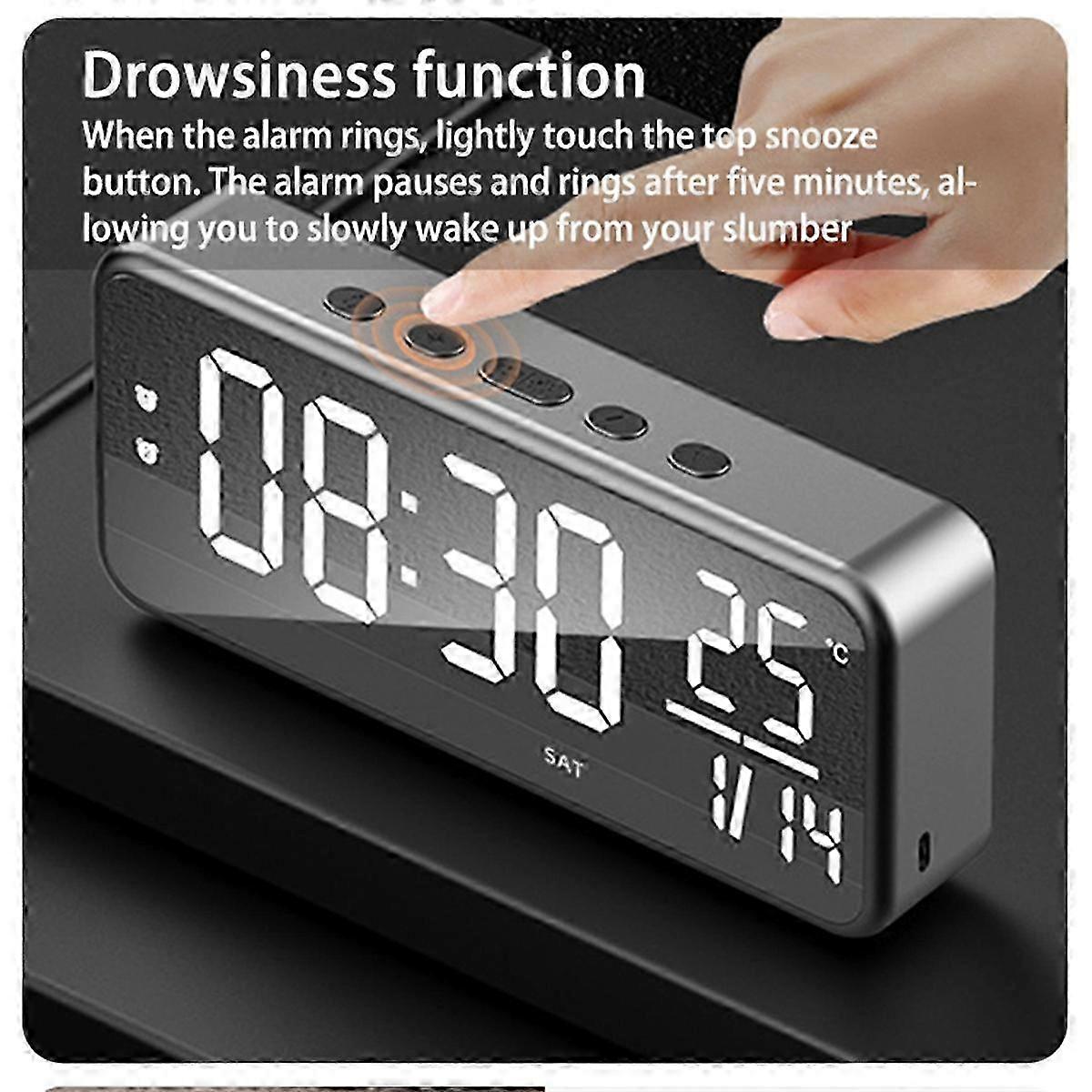 Black Smart Sound Alarm ClockWall Mounted Desk Clock