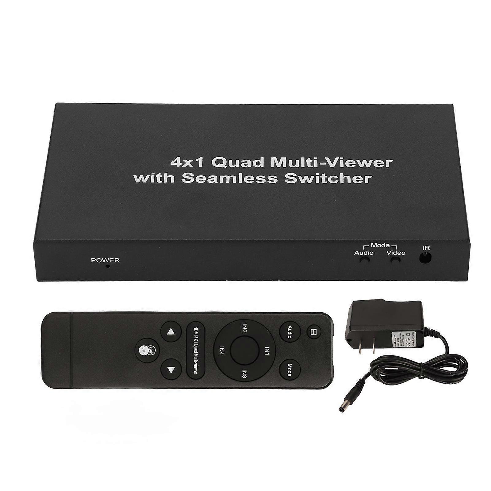1080P HD Multimedia Interface Splitter 4 In 1 Out with Remote Control and US Plug