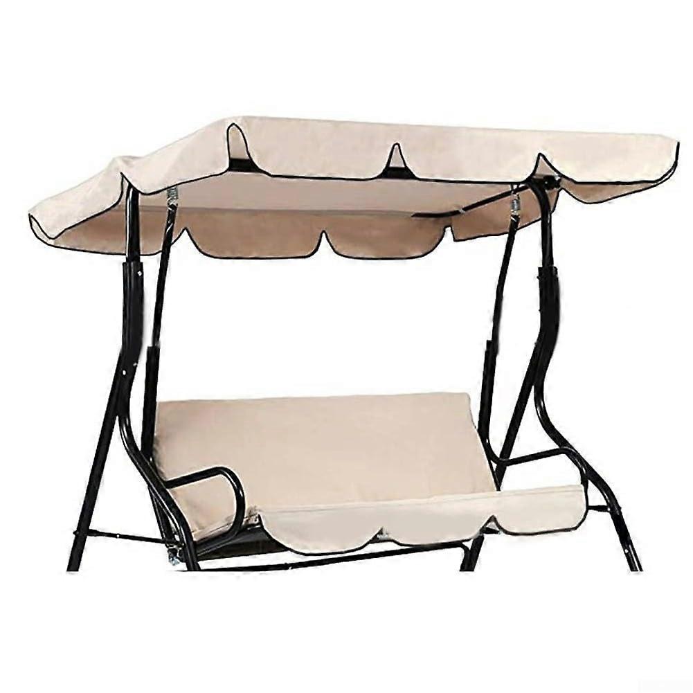 210D Outdoor Swing Canopy Cover for Courtyard Swings, Beige, Small ThreeSeater, Rain and Sun Protection, Easy to Use