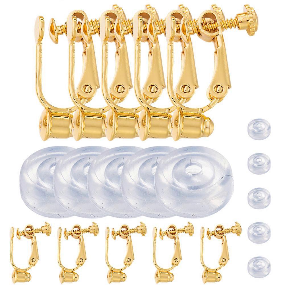 Golden Clipon Earring Base Converter for DIY Earrings Making Safe Comfortable NonPierced Earrings 1 Set
