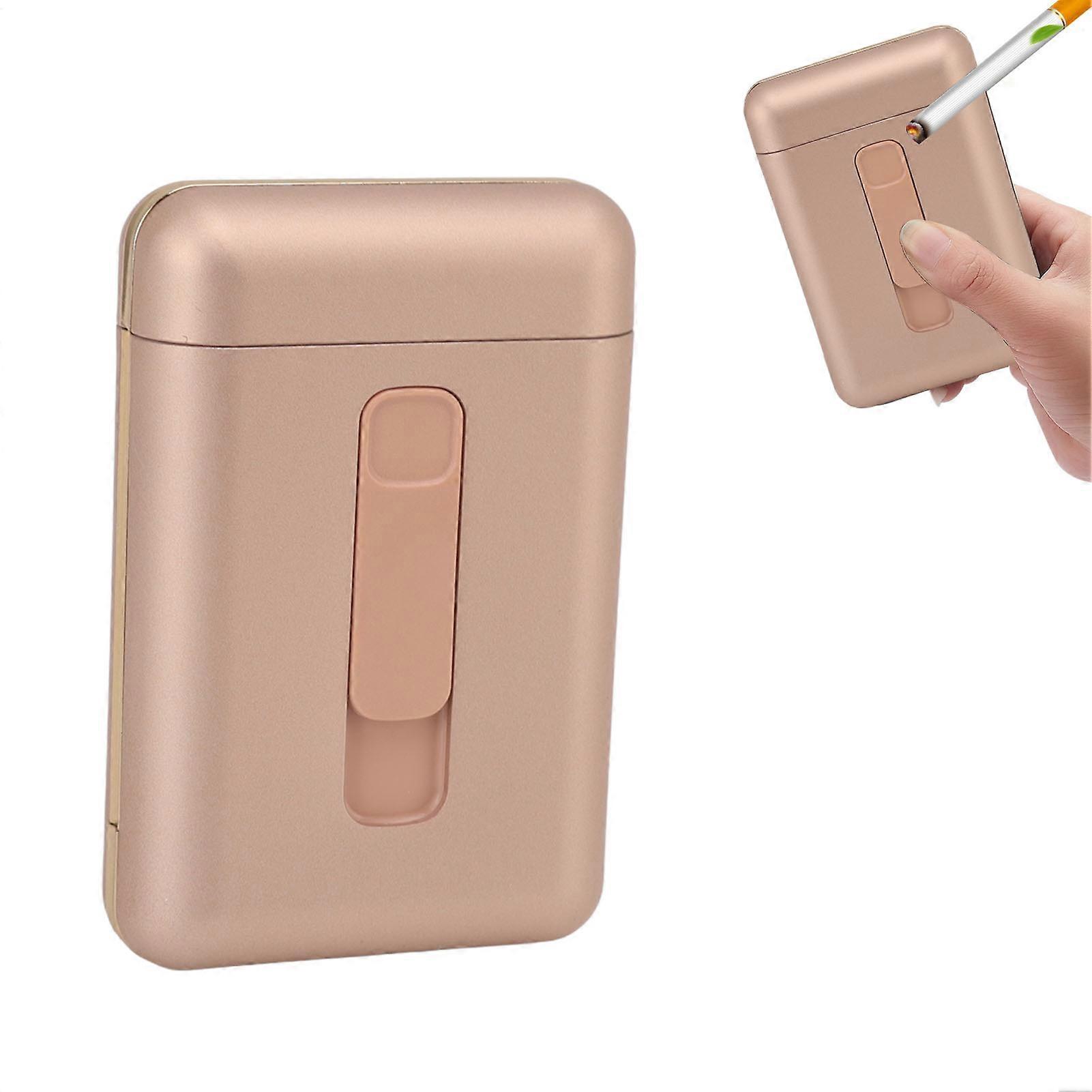 Rechargeable 20 Thick Cigarette Case with 50mAh Lighter Gold