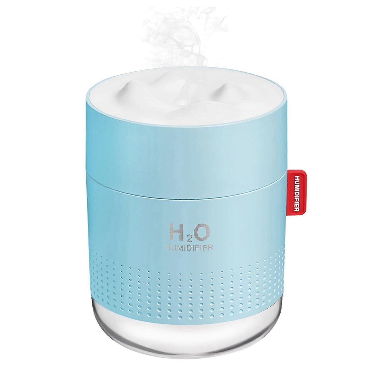 Portable Mini Humidifier, 500ml Small Cool Mist Humidifier, USB Personal Desktop Humidifier for Baby Bedroom Travel Office Home, 2 Mist Modes(Blue)