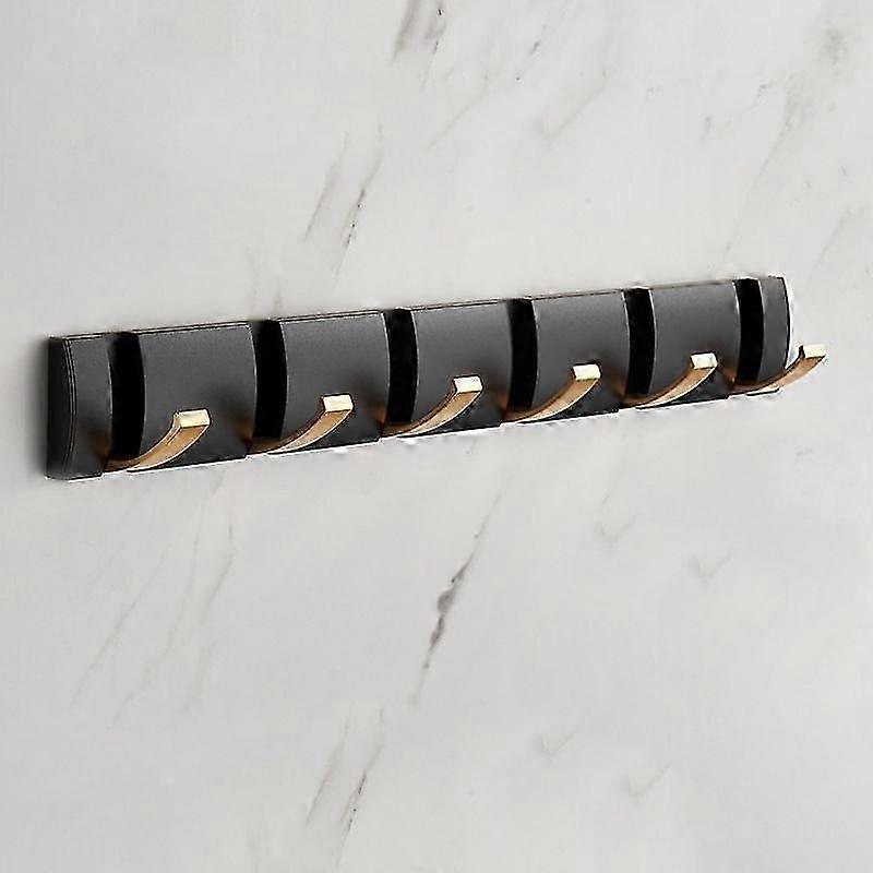 Black Gold 6-Hook Bathroom Row Hook for Wall Mount Storage and Organization Solutions