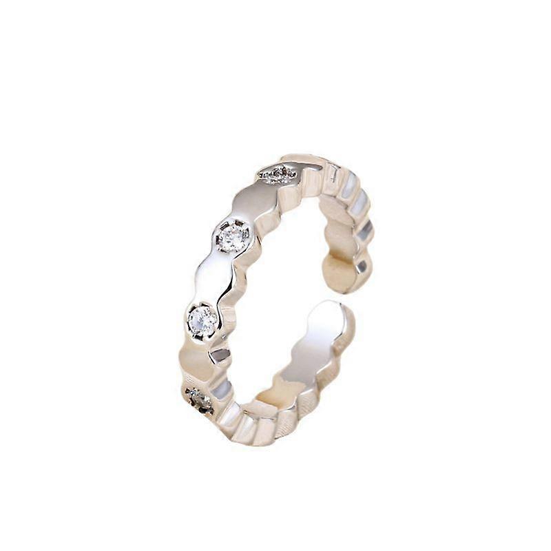 Honeycomb Ring, Fashionable Versatile Hexagon Delicate Open Adjustable Copper Plated Band