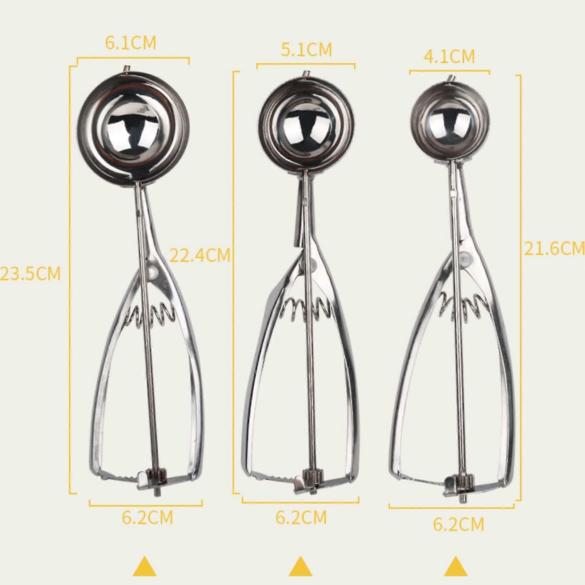 Practical 3-Piece Ice Cream and Cookie Scoop Set for UK Baking Enthusiasts, Multiple Sizes