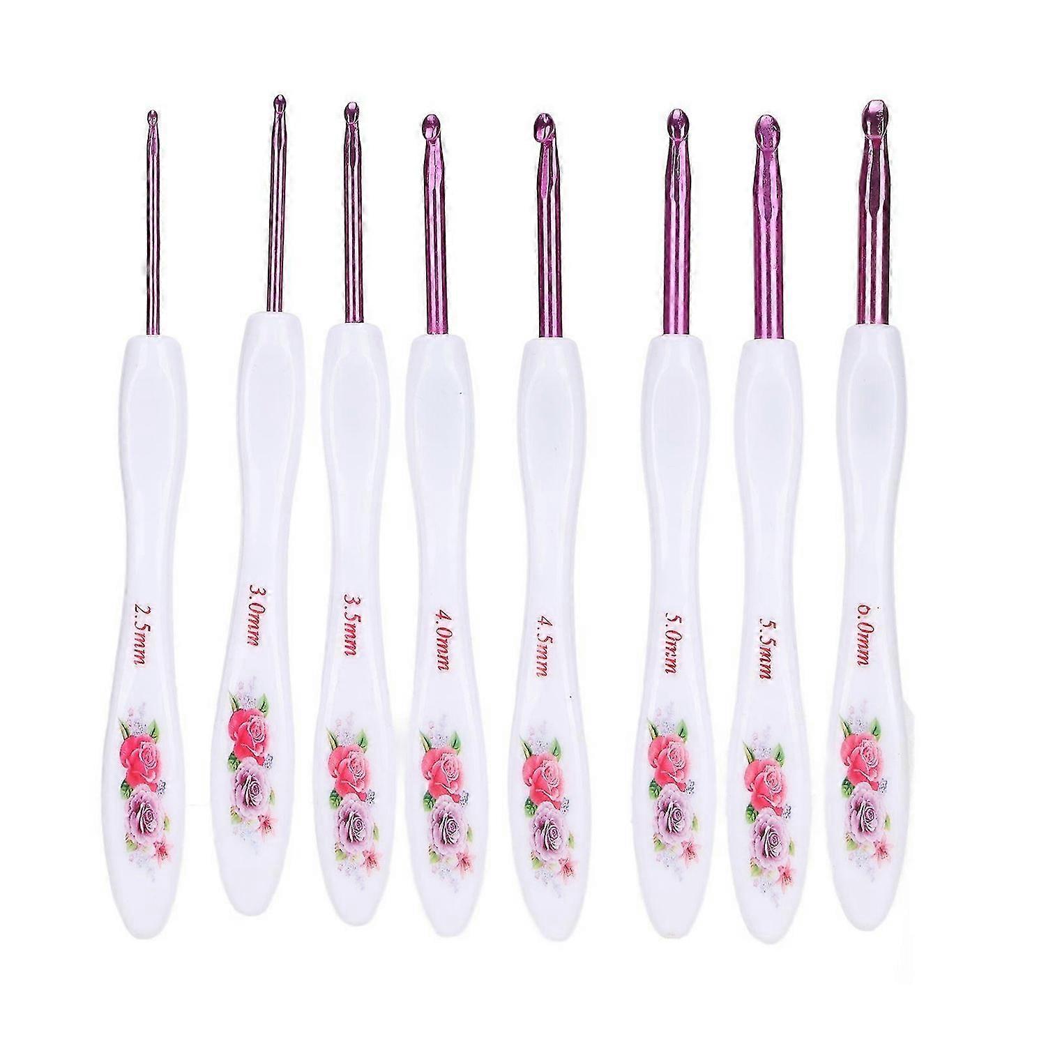 2025 Latest Model 8pcs Crochet Hooks Curved Soft Handle Comfortable Portable