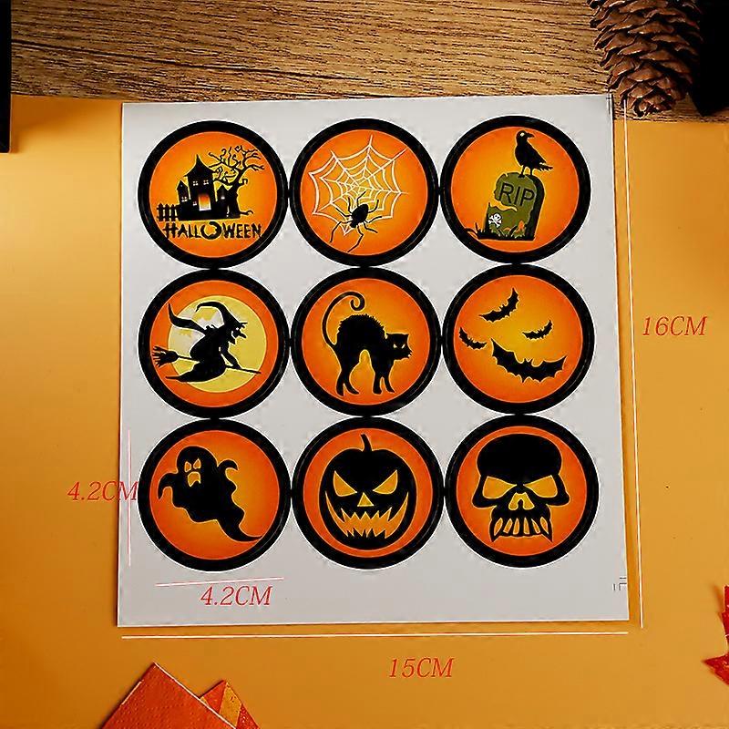 9 price Halloween decoration stickers orange background black ghost variety round stickers